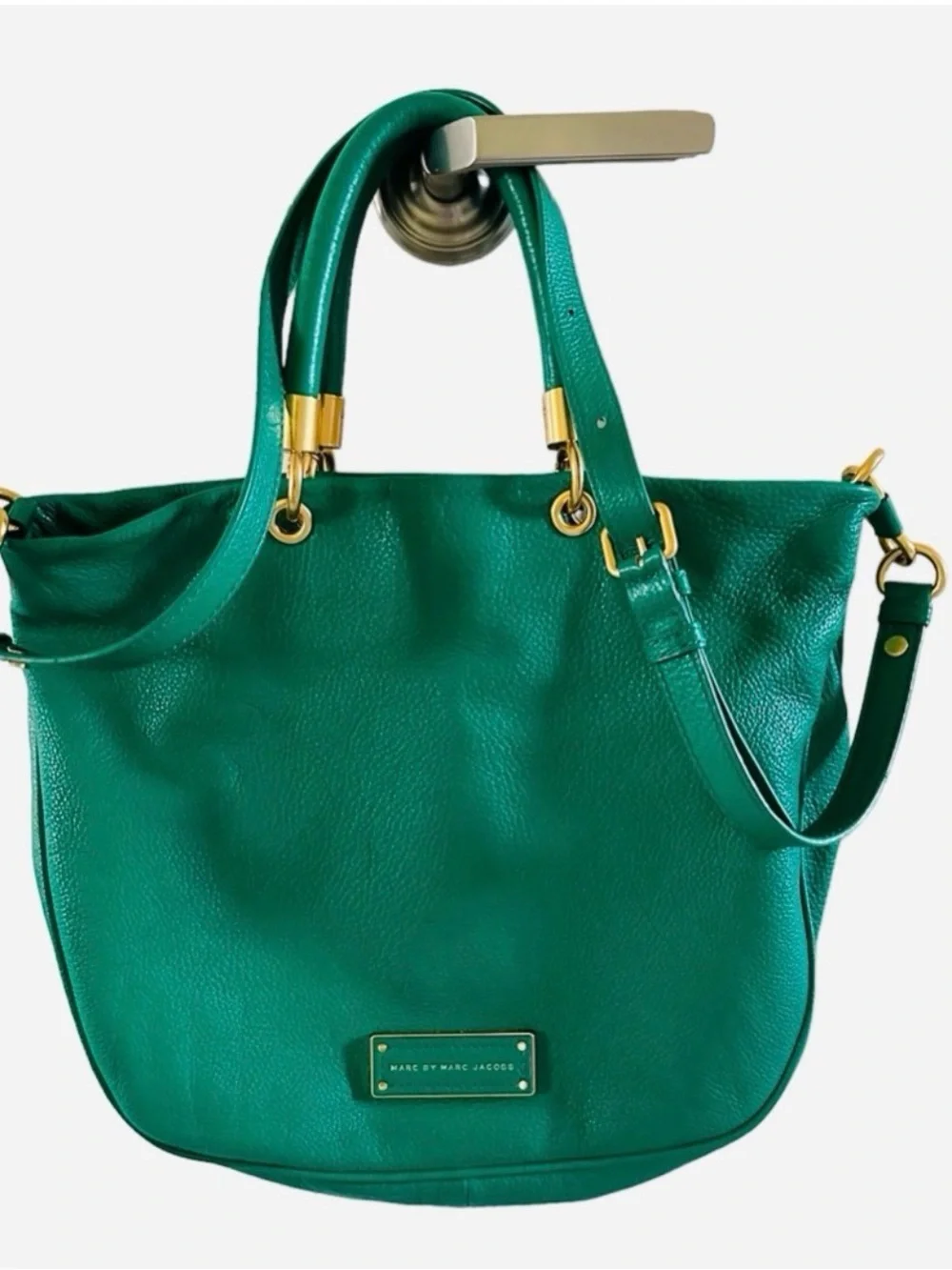 Marc Jacobs Emerald Green Leather Hobo with Gold Hardware